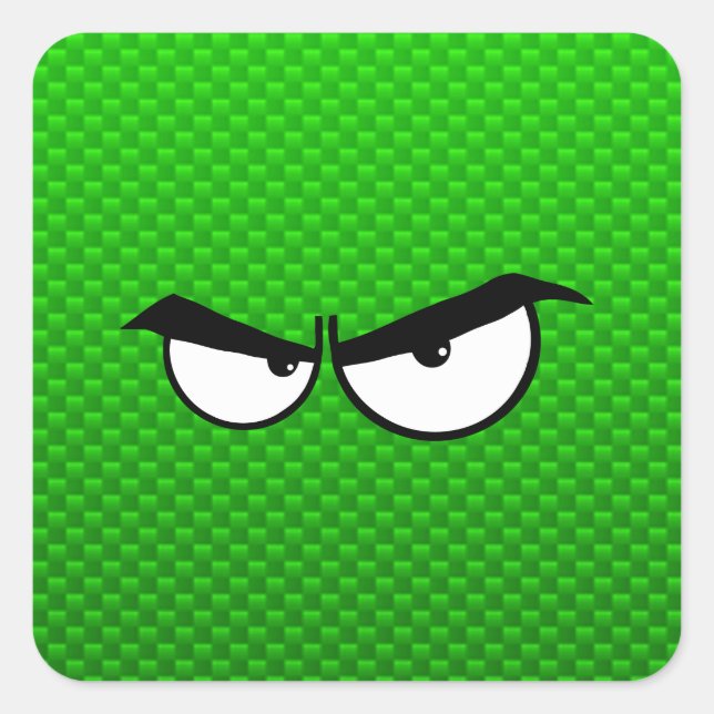 Angry Eyes; grün Quadratischer Aufkleber (Vorderseite)