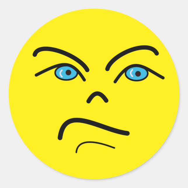 Angry Face Classic Round Sticker (Vorderseite)