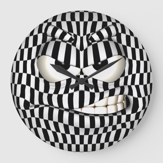 Angry Face Große Wanduhr (Vorderseite)