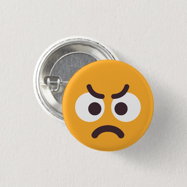 Angry Face Niedlich Fun Editable Colors Emoji Yell Button (Vorne & Hinten)
