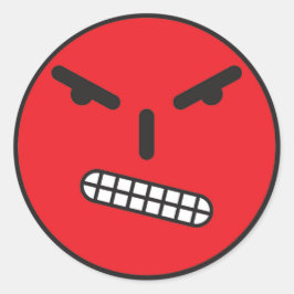 Angry Face Runder Aufkleber