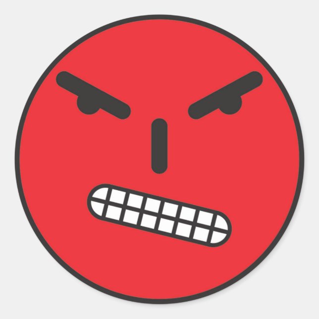 Angry Face Runder Aufkleber (Vorderseite)
