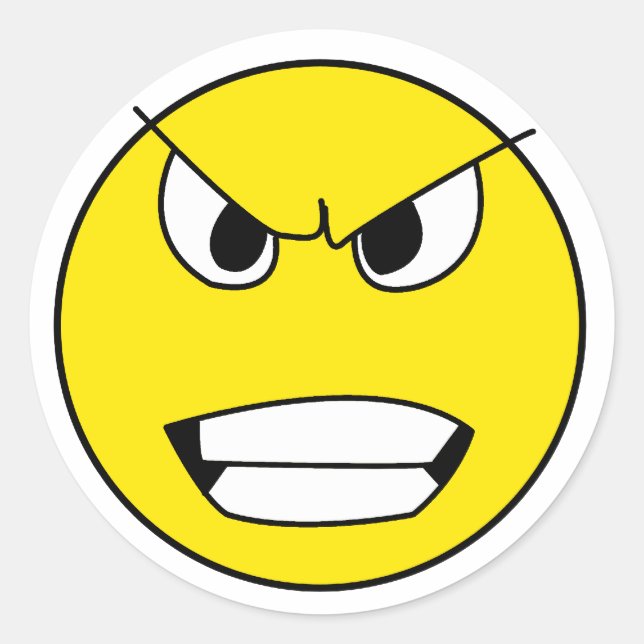 Angry Face Runder Aufkleber (Vorderseite)