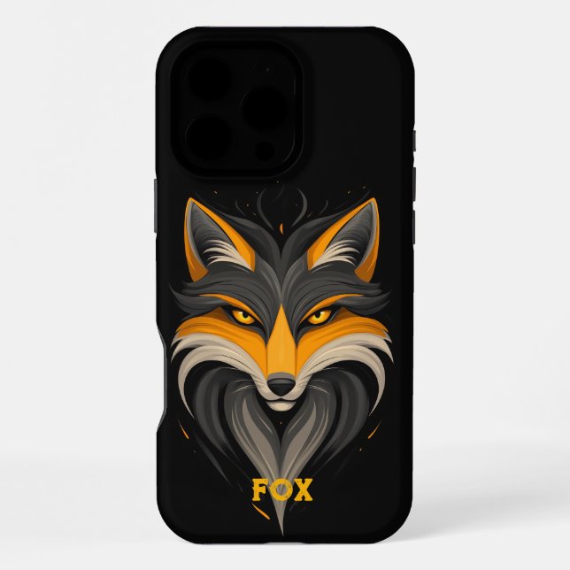 Angry Fox Black iPhone 16 Pro Max Hülle (Rückseite)
