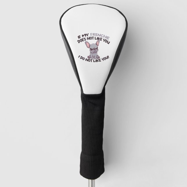 Angry Frenchie (Grau) - Einzigartiges Design Golf Headcover (Vorderseite)