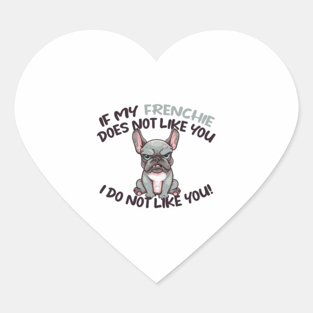 Angry Frenchie (Merle) - Einzigartiges Design Herz-Aufkleber (Vorderseite)