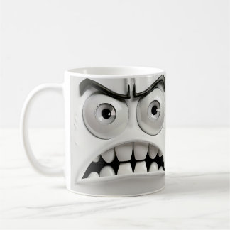 Angry Funny Face | Aus weißem Rücken Kaffeetasse