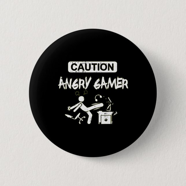Angry Gamer Computer Funny Video Game Gift Button (Vorderseite)