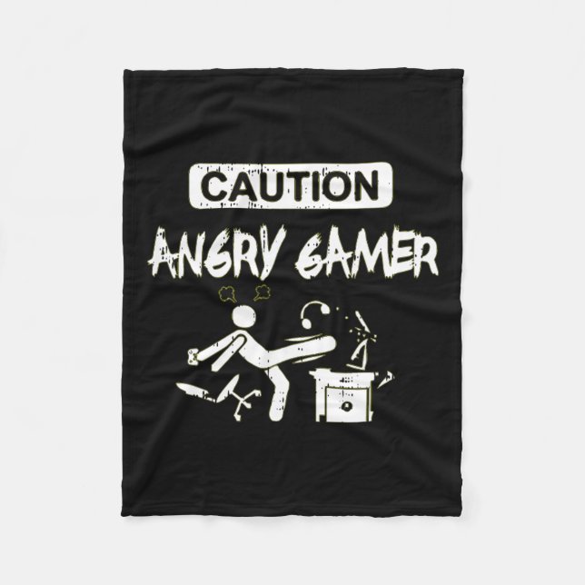 Angry Gamer Computer Funny Video Game Gift Fleecedecke (Vorderseite)
