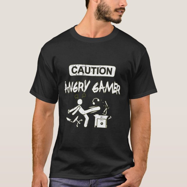 Angry Gamer Computer Funny Video Game Gift T-Shirt (Vorderseite)