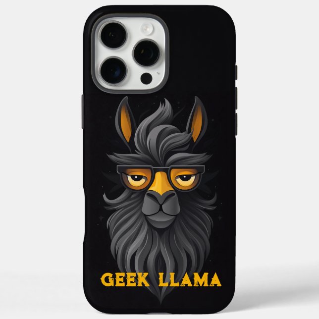 Angry Geek Llama Black iPhone 16 Pro Max Hülle (Rückseite)
