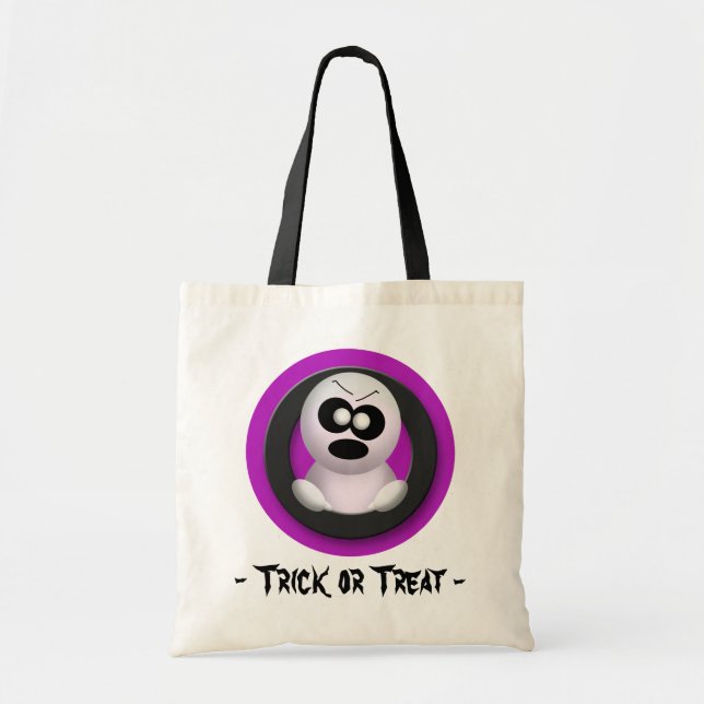 Angry Ghost - Lila Trick oder Treat Halloween-Bag Tragetasche (Vorne)