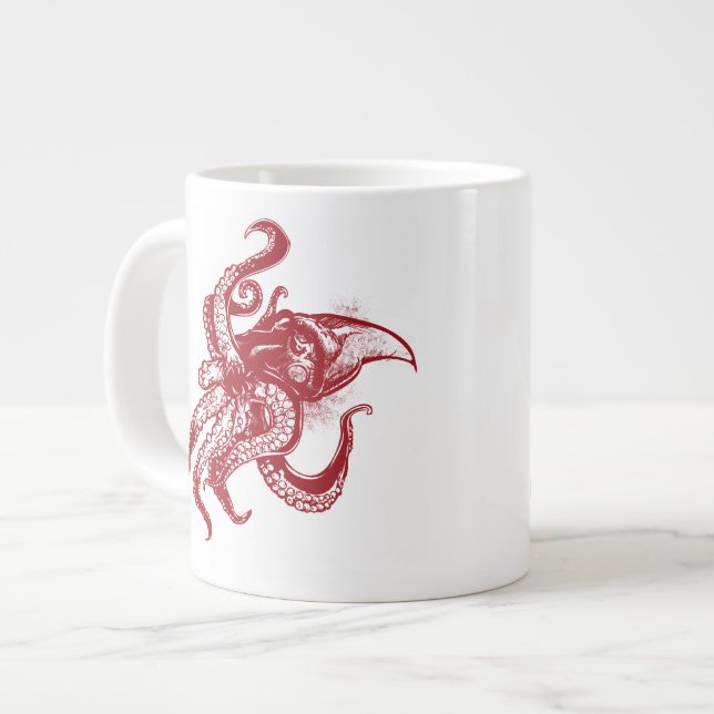 Angry Giant Tintenfisch in Rot Jumbo-Tasse (Vorderseite Links)