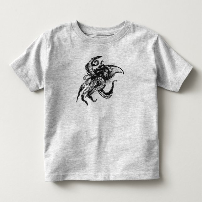 Angry Giant Tintenfisch in Schwarz Kleinkind T-shirt (Vorderseite)