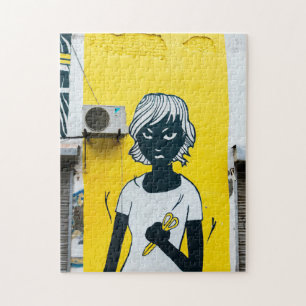 Angry Girl Painting Street Murals