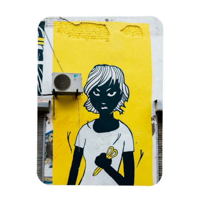 Angry Girl Painting Street Murals Magnet (Vertikal)