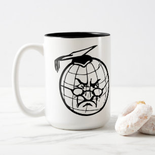Angry Globe Mortarboard Funny Educator Zweifarbige Tasse