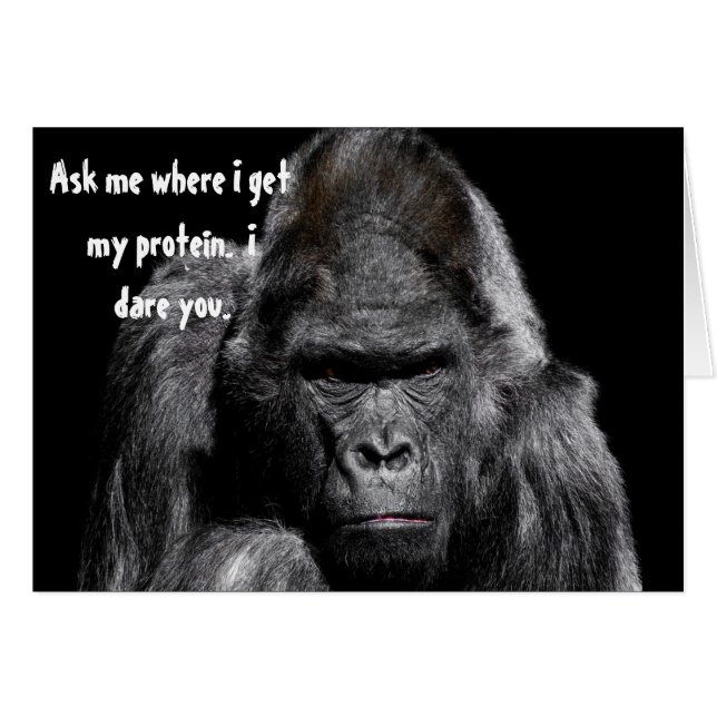Angry Gorilla Ask Me Protein Vegan Drôle Humour (Devant horizontal)