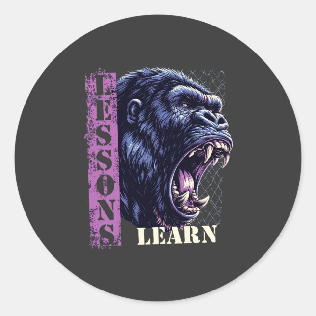 Angry Gorilla Lessons Learn Sticker (Vorderseite)