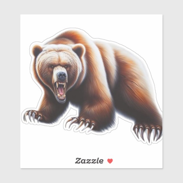 Angry Grizzly Bear Aufkleber (Blatt)