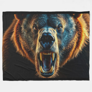 Angry Grizzly Bear Fleecedecke