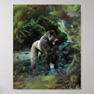 Angry Growling Gorilla Forest Poster