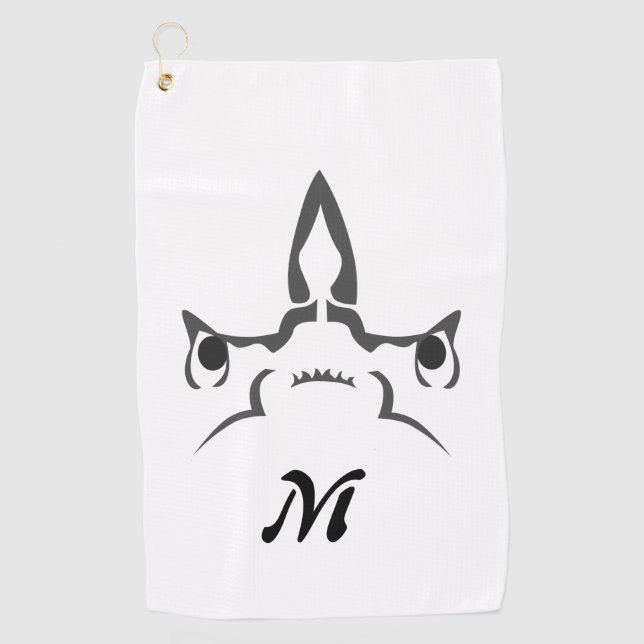 Angry Hammerhead Shark Line Art Golfhandtuch (Vorderseite)