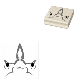 Angry Hammerhead Shark Line Art Gummistempel
