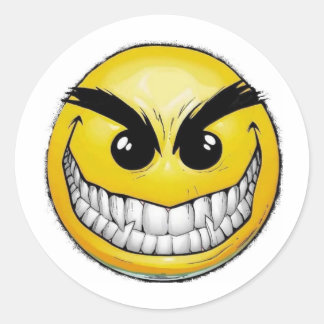 Angry Happy face Runder Aufkleber