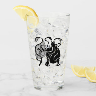 Angry Hippo Monogram Glas