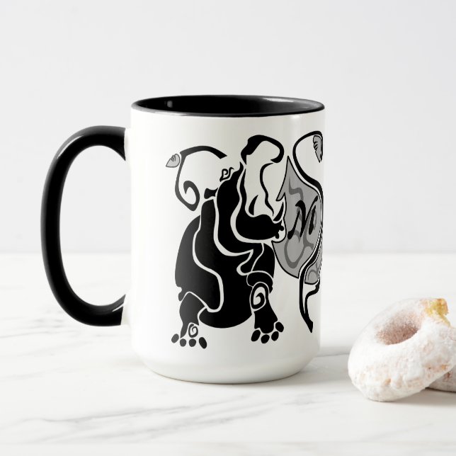 Angry Hippo Monogram Tasse (Mit Donut)