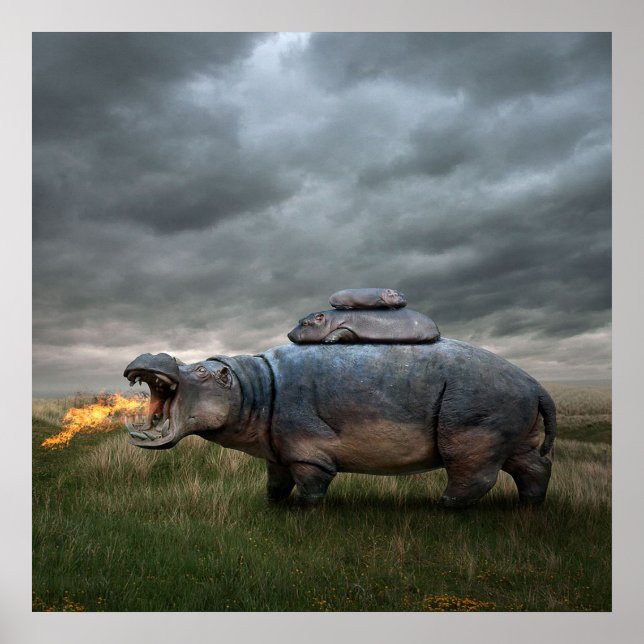 Angry hippo mother| poster (Vorne)