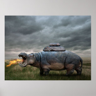 Angry hippo Mutter Poster