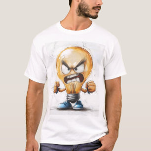 Angry Light Bulb 3D-Zeichen T-Shirt