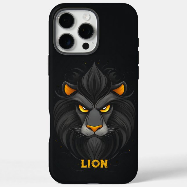 Angry Lion Black iPhone 16 Pro Max Hülle (Rückseite)