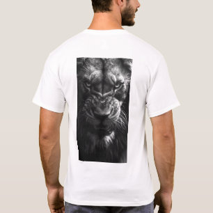 Angry Lion Front View Fotorealistischer Schwarzer  T-Shirt