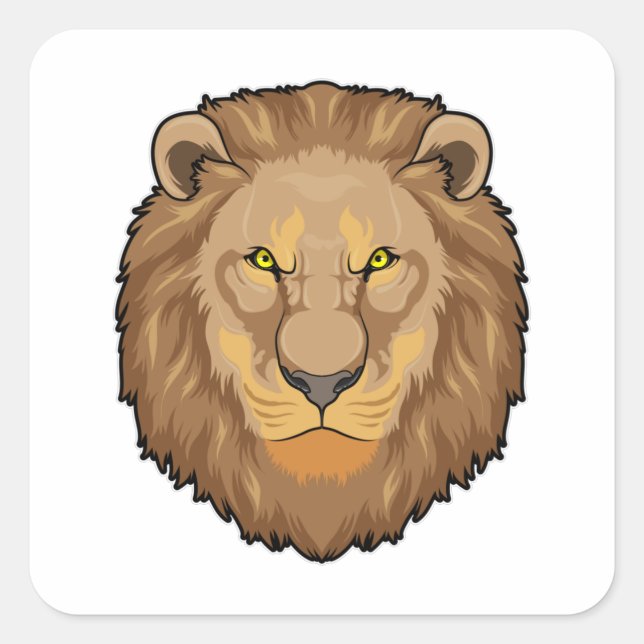 Angry Lion Quadratischer Aufkleber (Vorderseite)