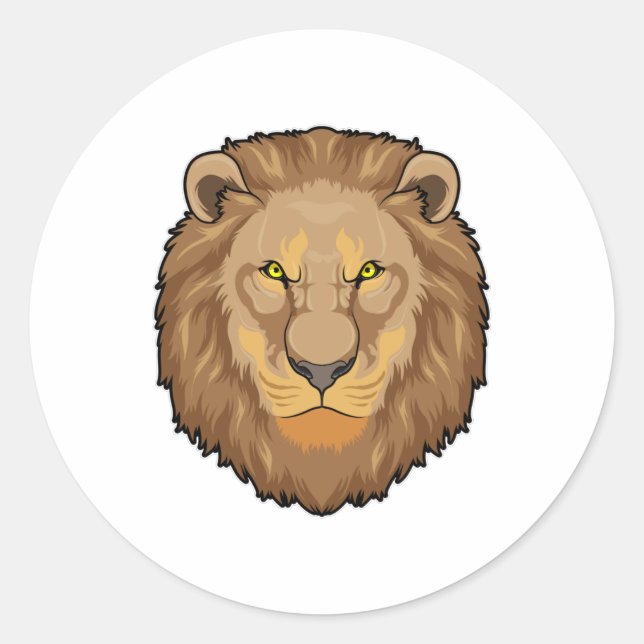 Angry Lion Runder Aufkleber (Vorderseite)