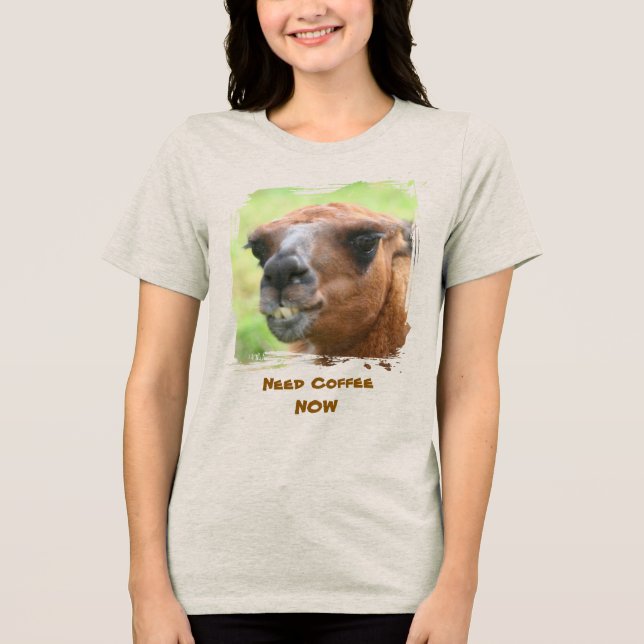 Angry Llama Need Coffee Humor Funny  Tri-Blend Shirt (Vorderseite)
