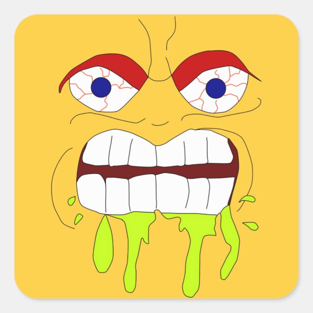 Angry Mad Face Square Sticker (Vorderseite)