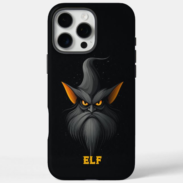 Angry Magical Elf Black iPhone 16 Pro Max Hülle (Rückseite)