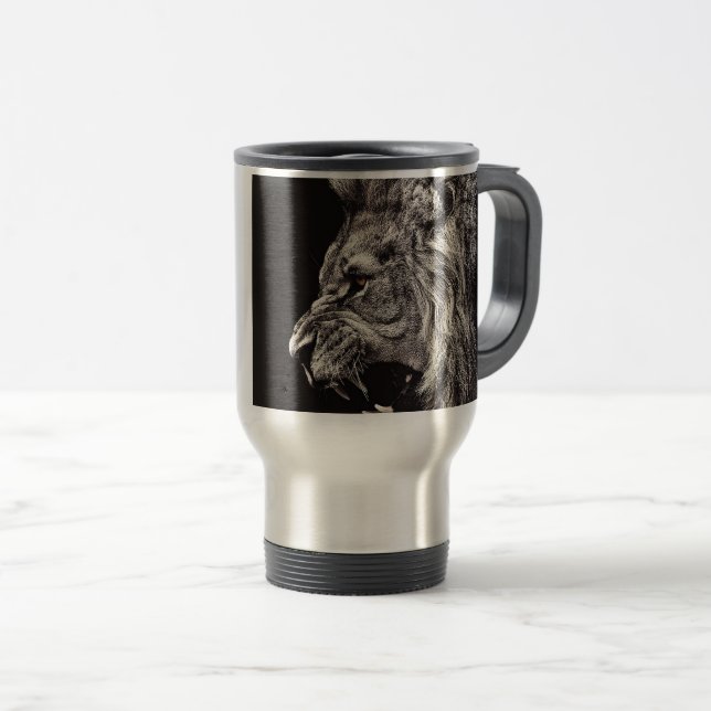 Angry Male Lion Reisebecher (VorderseiteRechts)