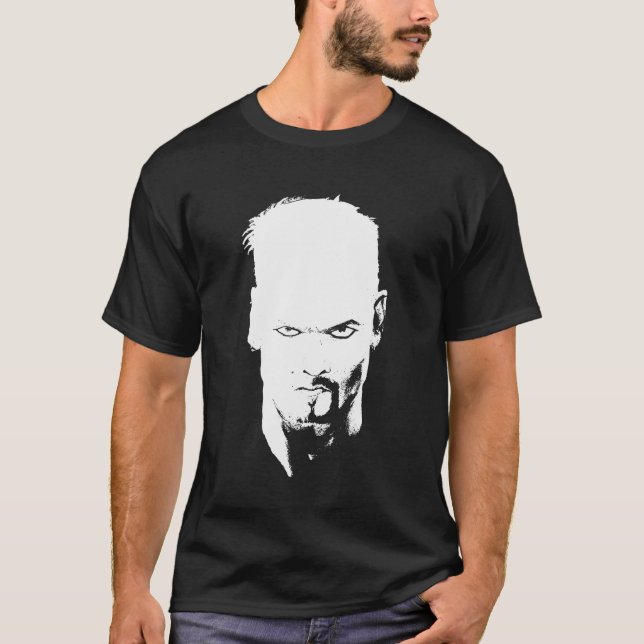 Angry Man Staring Black and White T-Shirt (Vorderseite)