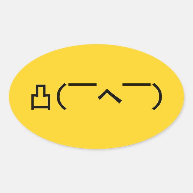 Angry Middle Finger Emoticon Japanisch Kaomoji Ovaler Aufkleber (Vorderseite)