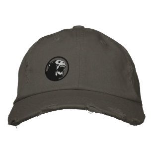 Angry Monkee Hat - Schwarz/Dunkelgrau Bestickte Kappe