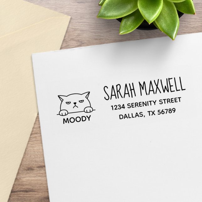 Angry Moody Cat Pet Name Adresse Gummistempel (Von Creator hochgeladen)