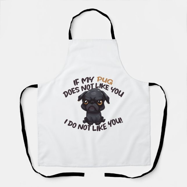 Angry Mops (schwarz) - Einzigartiges Design Schürze (Vorderseite)