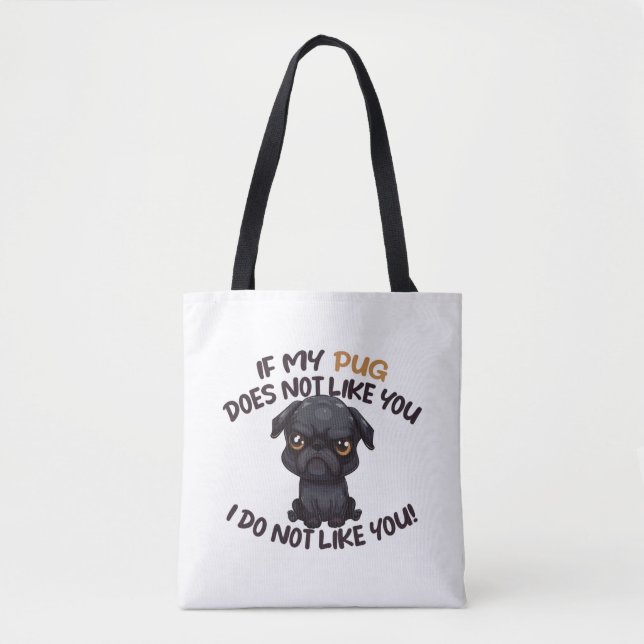 Angry Mops (schwarz) - Einzigartiges Design Tasche (Vorderseite)