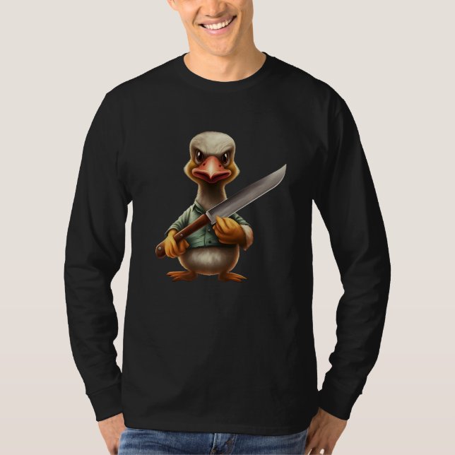 Angry Murderous Duck Holding Knife   T-Shirt (Vorderseite)