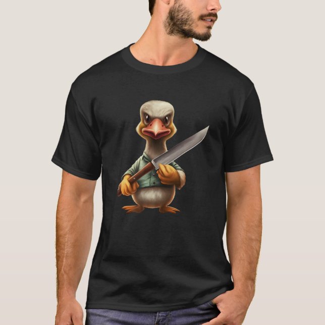 Angry Murderous Duck Holding Knife   T-Shirt (Vorderseite)